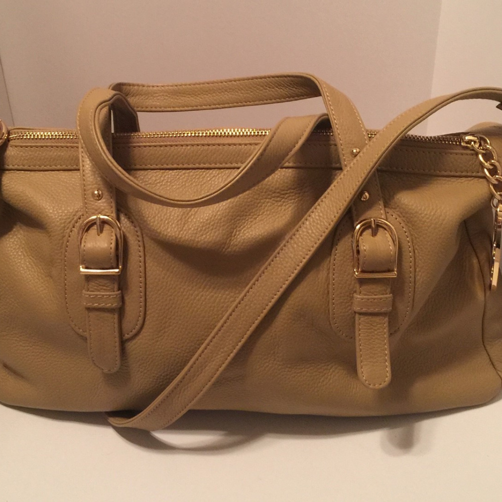 Onna Erlich Beige Leather Crossbody Shoulder Bag